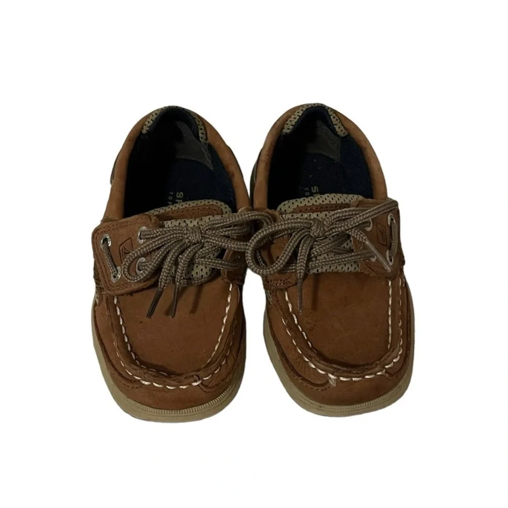 Sperry Brown Moccasin Shoes with Nautical Design